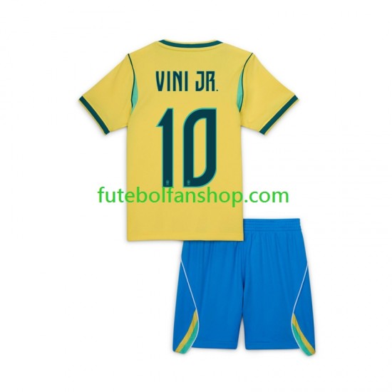 Camisola Principal Seleção Brasileira Vinicius Junior 10 World Cup 2026 Manga Curta ,Criança