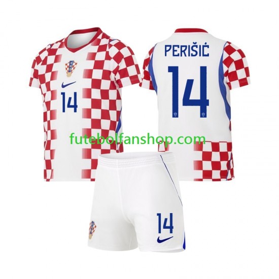 Camisola Principal Seleção Croata Ivan Perisic 14 World Cup 2026 Manga Curta ,Criança