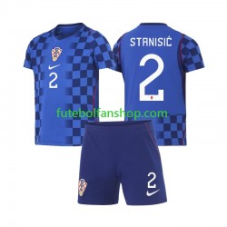 Camisola Alternativo Seleção Croata Josip Stanisic 2 World Cup 2026 Manga Curta ,Criança