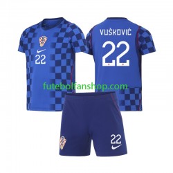 Camisola Alternativo Seleção Croata Luka Vuskovic 22 World Cup 2026 Manga Curta ,Criança