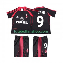 Camisola Alternativa (2ª) AC Milan INZAGHI 9 Retro 2000 2001 Manga Curta ,Criança