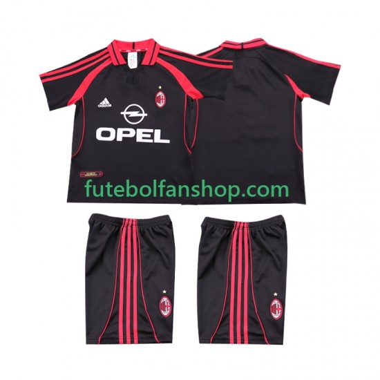 Camisola Alternativa (2ª) AC Milan Retro 2000 2001 Manga Curta ,Criança