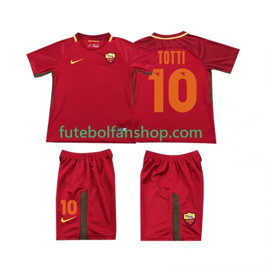 Camisola Principal AS Roma Totti 10 Retro 2017-2018 Manga Curta ,Criança