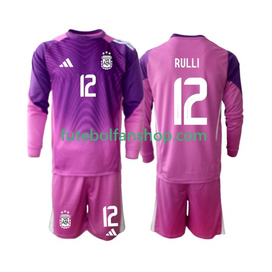 Camisola Principal Guarda-redes Seleção Argentina Geronimo Rulli 12 2025 Manga Comprida ,Criança