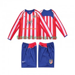 Camisola Principal Atlético Madrid Retro 2004 2005 Manga Comprida ,Criança