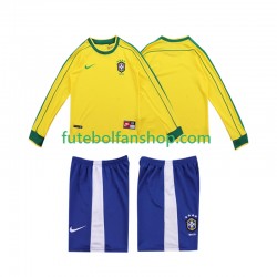 Camisola Principal Seleção Brasileira Retro 1998 Manga Comprida ,Criança