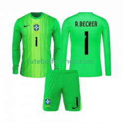 Camisola Principal Guarda-redes Seleção Brasileira Alisson Becker 1 2026 Manga Comprida ,Criança