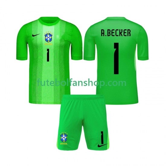 Camisola Principal Guarda-redes Seleção Brasileira Alisson Becker 1 2026 Manga Curta ,Criança
