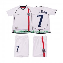 Camisola Principal Seleção Inglesa BECKHAM 7 Retro 2002 Manga Curta ,Criança