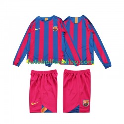 Camisola Principal FC Barcelona Retro 2005 2006 Manga Comprida ,Criança