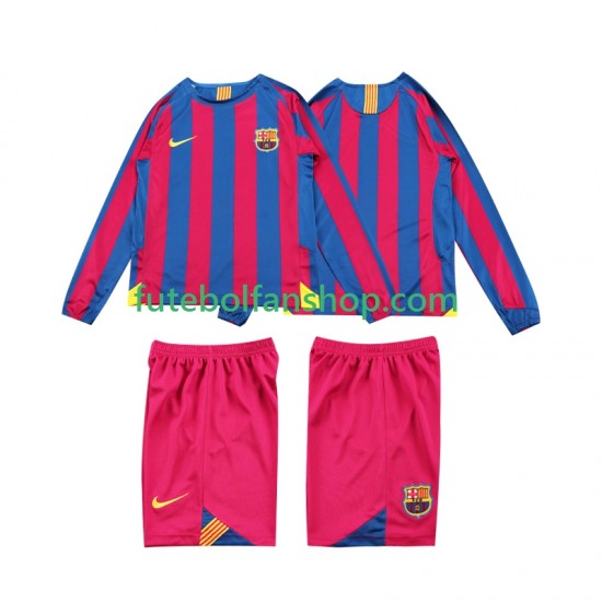Camisola Principal FC Barcelona Retro 2005 2006 Manga Comprida ,Criança