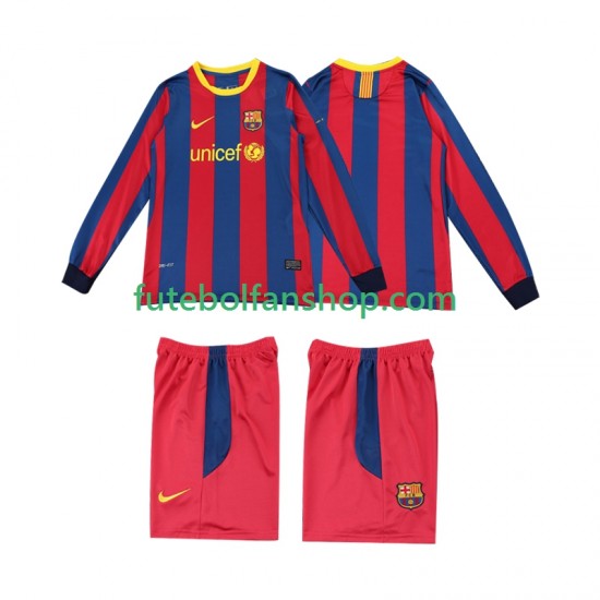 Camisola Principal FC Barcelona Retro 2010 2011 Manga Comprida ,Criança