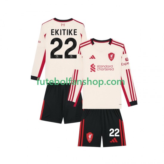 Camisola Alternativo Liverpool Hugo Ekitike 22 Época 2025/2026 Manga Comprida ,Criança