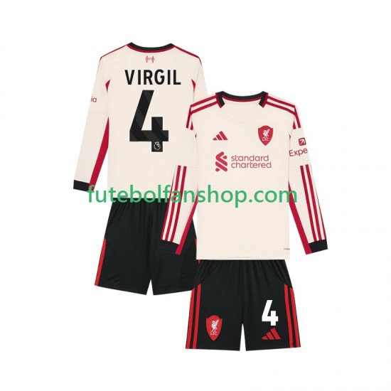 Camisola Alternativo Liverpool Virgil van Dijk 4 Época 2025/2026 Manga Comprida ,Criança