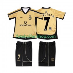 Alternativa (2ª) Manchester United BECKHAM 7 Anniversary Football Shirt 2001 2002 Manga Curta ,Criança