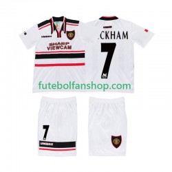 Camisola Alternativo Manchester United BECKHAM 7 Retro 1998 Manga Curta ,Criança