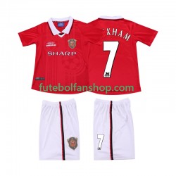 Camisola Principal Manchester United BECKHAM 7 Retro 1999 2000 Manga Curta ,Criança
