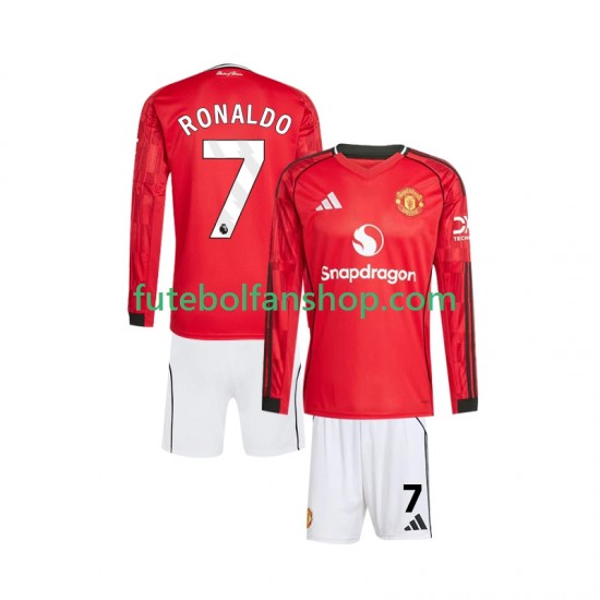 Camisola Principal Manchester United Cristiano Ronaldo 7 Época 2025/2026 Manga Comprida ,Criança