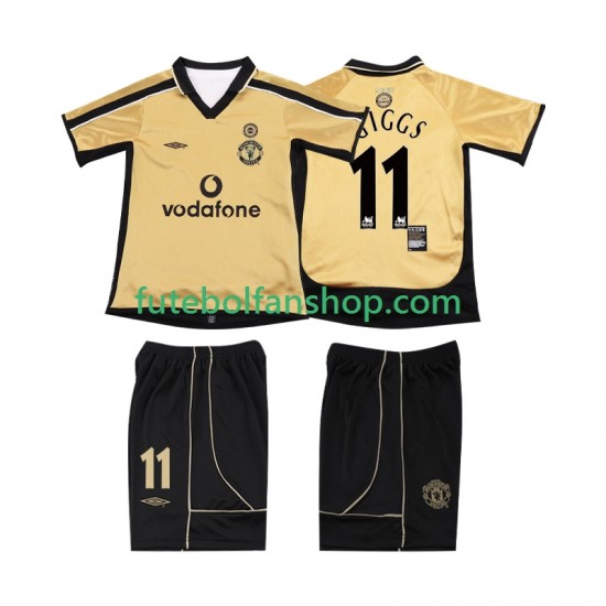 Alternativa (2ª) Manchester United GIGGS 11 Anniversary Football Shirt 2001 2002 Manga Curta ,Criança