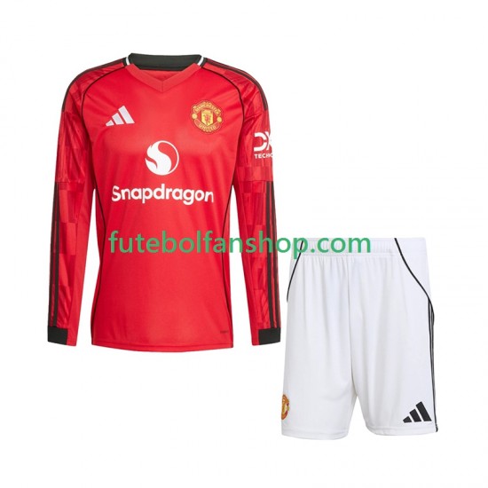 Camisola Principal Manchester United Época 2025/2026 Manga Comprida ,Criança