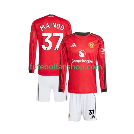 Camisola Principal Manchester United Kobbie Mainoo 37 Época 2025/2026 Manga Comprida ,Criança
