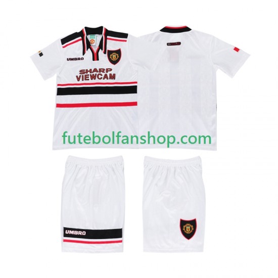 Camisola Alternativo Manchester United Retro 1998 Manga Curta ,Criança