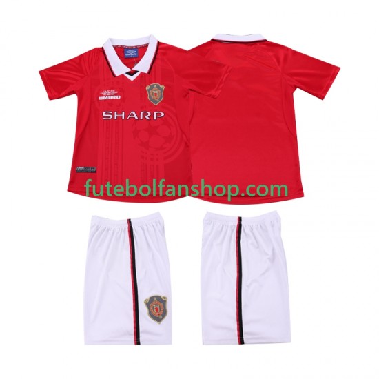 Camisola Principal Manchester United Retro 1999 2000 Manga Curta ,Criança