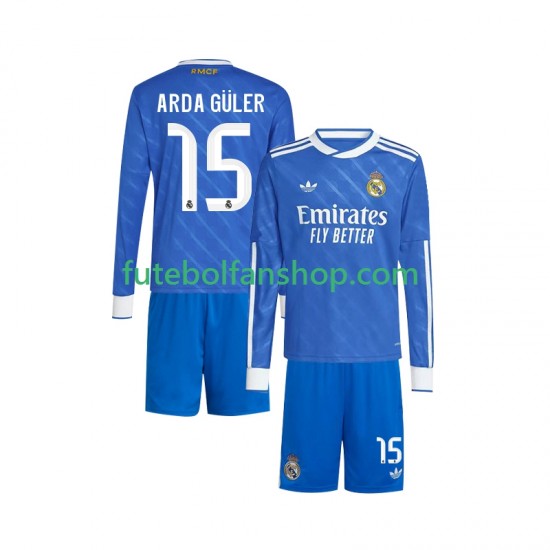Camisola Alternativa (2ª) Real Madrid Arda Guler 15 Época 2025/2026 Manga Comprida ,Criança