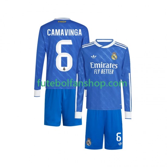 Camisola Alternativa (2ª) Real Madrid Camavinga 6 Época 2025/2026 Manga Comprida ,Criança