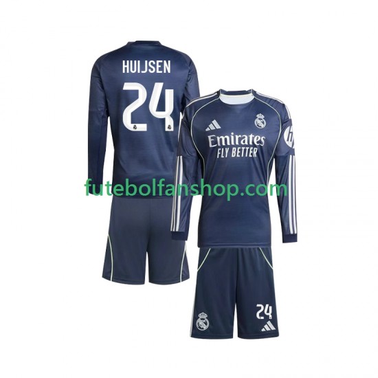 Camisola Alternativo Real Madrid Huijsen 24 Época 2025/2026 Manga Comprida ,Criança