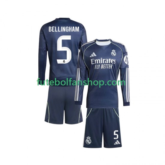 Camisola Alternativo Real Madrid Jude Bellingham 5 Época 2025/2026 Manga Comprida ,Criança