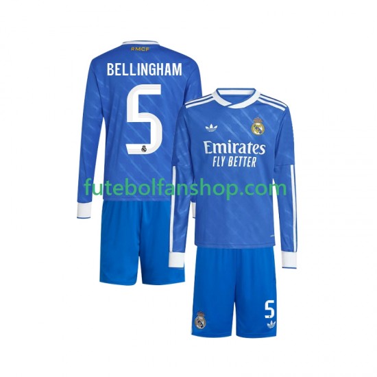 Camisola Alternativa (2ª) Real Madrid Jude Bellingham 5 Época 2025/2026 Manga Comprida ,Criança