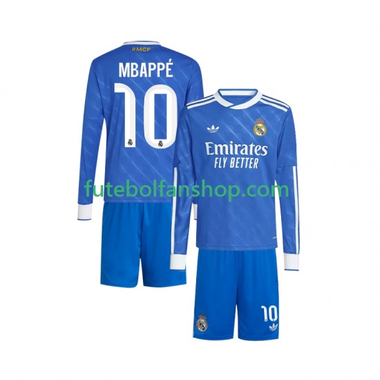 Camisola Alternativa (2ª) Real Madrid Kylian Mbappe 10 Época 2025/2026 Manga Comprida ,Criança