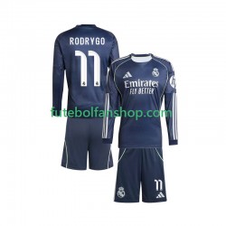 Camisola Alternativo Real Madrid Rodrygo 11 Época 2025/2026 Manga Comprida ,Criança