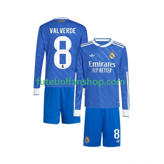 Camisola Alternativa (2ª) Real Madrid Valverde 8 Época 2025/2026 Manga Comprida ,Criança