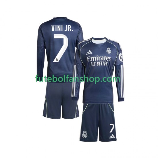 Camisola Alternativo Real Madrid Vinicius Junior 7 Época 2025/2026 Manga Comprida ,Criança