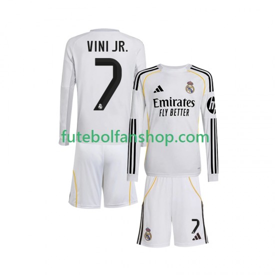 Camisola Principal Real Madrid Vinicius Junior 7 Época 2025/2026 Manga Comprida ,Criança